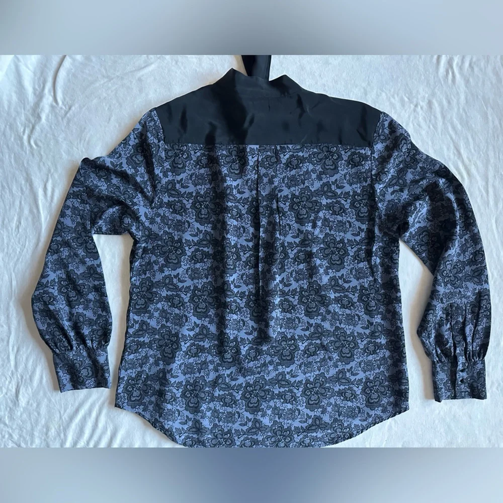 Scoop NYC Silk Large Black neck tie Dress Top - Picture 8 of 14
